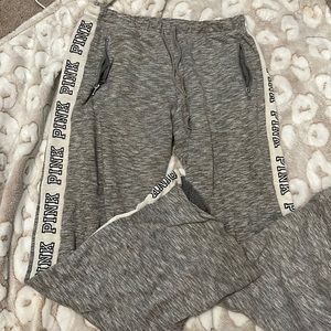 PINK grey sweatpants! Size: M